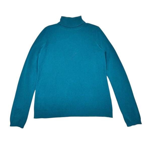Cashmere By Bloomingdails Cashmere Turtleneck Sweater Sz. L Teal Blue Classic - Picture 2 of 9